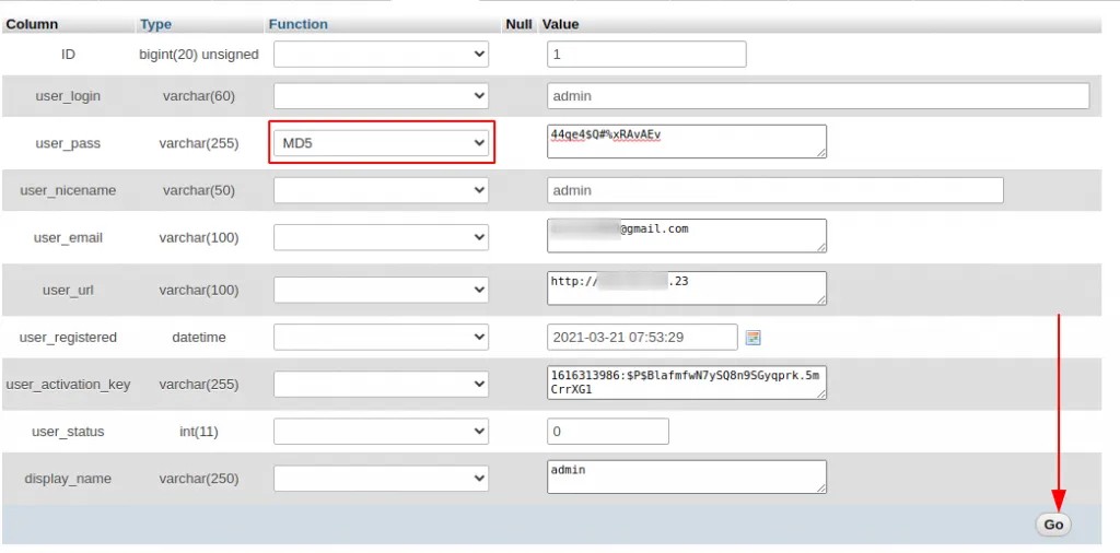 Lấy lại mật khẩu WordPress Admin
